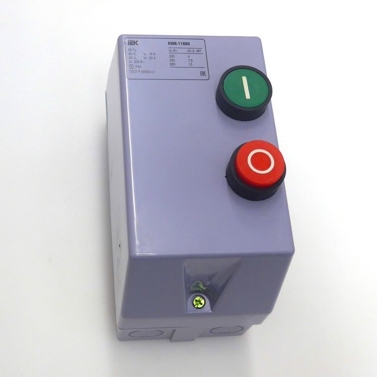 Пускатель магнитный КМИ109609А катушка управления 380В АС IP54 с кнопками (KKM16-009-380-00) ИЭК