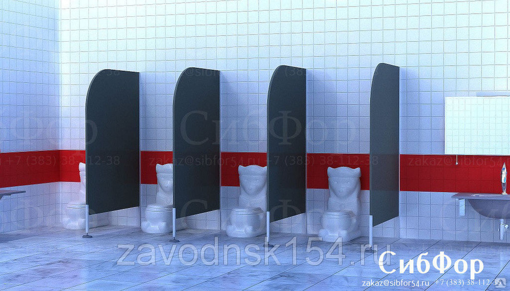 Сантехнические перегородки - детские экраны. ЛДСП. (h-1200) (4 шт.) Тип ...