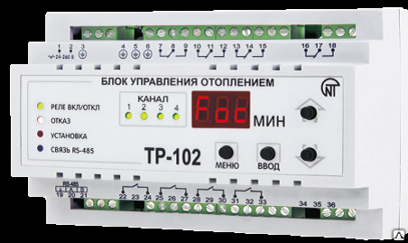 Реле управления теплым полом ТР-102 4 независимых канала режим