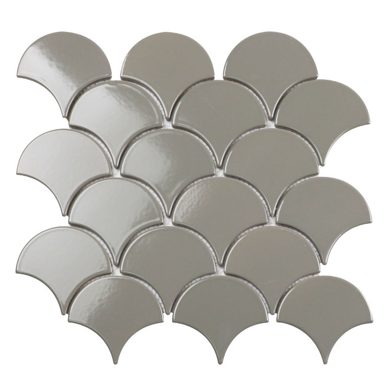 Керамическая плитка Керамин Starmosaic Homework Fan Shape Dark Grey Glossy Мозаика 29,3х27,4