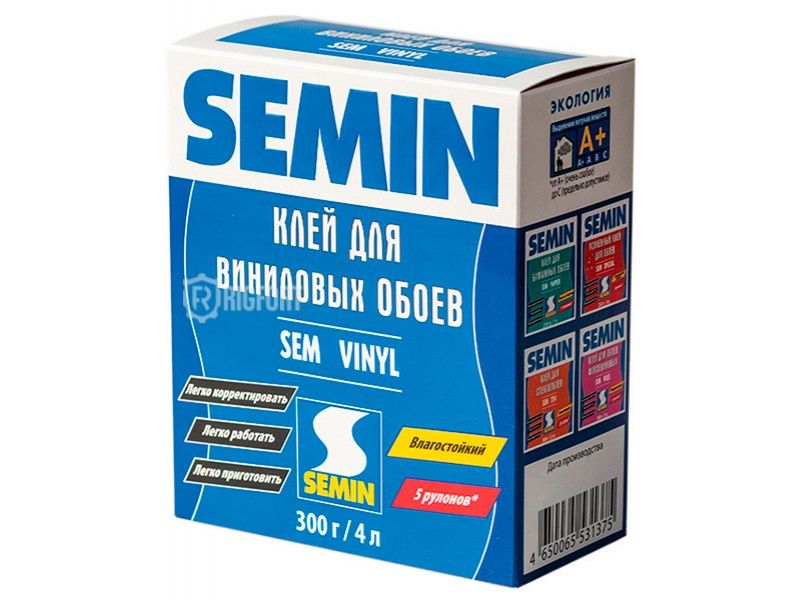 Обойный клей Semin Sem Vinyl, сухой для виниловых обоев 350 гр