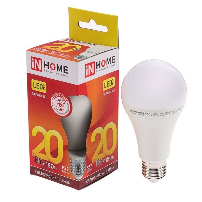 Лампа светодиодная LED-A60-VC 15Вт 230В Е27 6500К 1350лм IN HOME