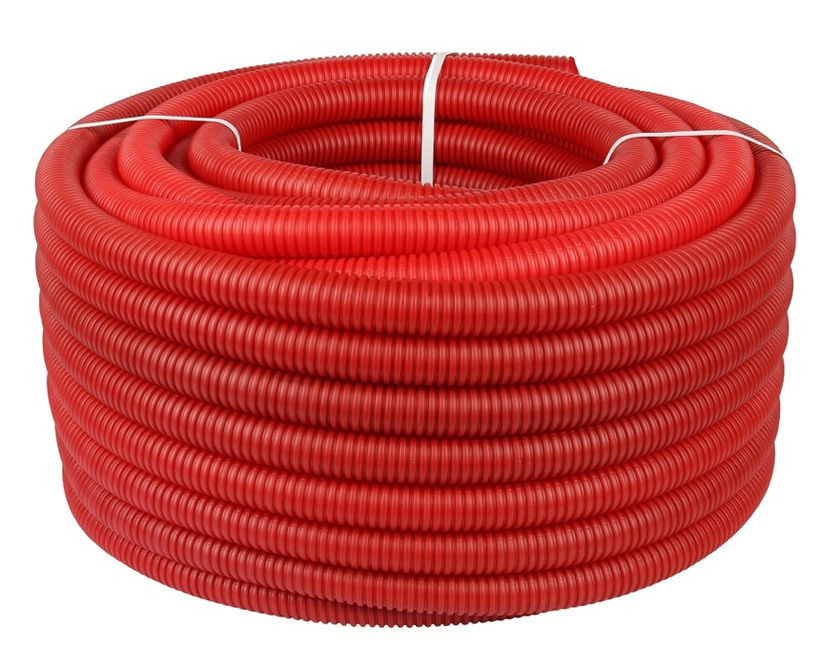 Труба ПЭ защитная d110 гофрированная двустенная для кабеля, красная