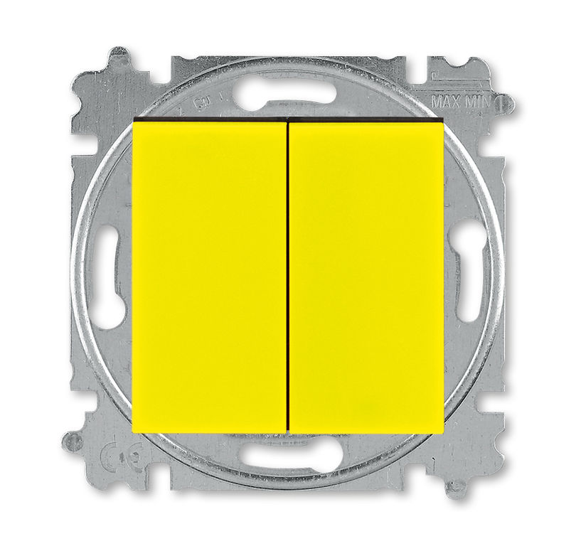 ABB Levit жёлтый / дымчатый чёрный Выключатель 2-клавишный