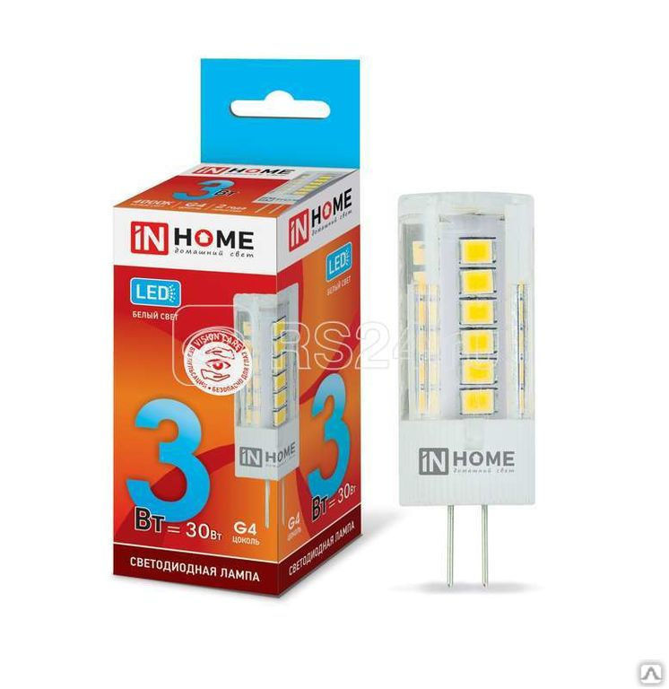 Лампа светодиодная LED-JC-VC 3Вт 12В G4 4000К 260лм IN HOME 4690612019796