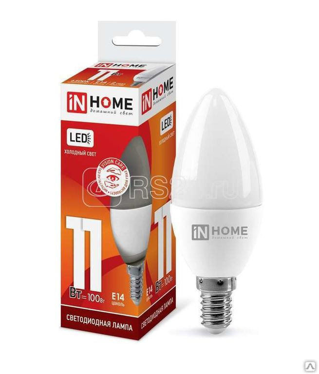 Лампа светодиодная LED-СВЕЧА-VC 11Вт 230В E14 6500К 990лм IN HOME