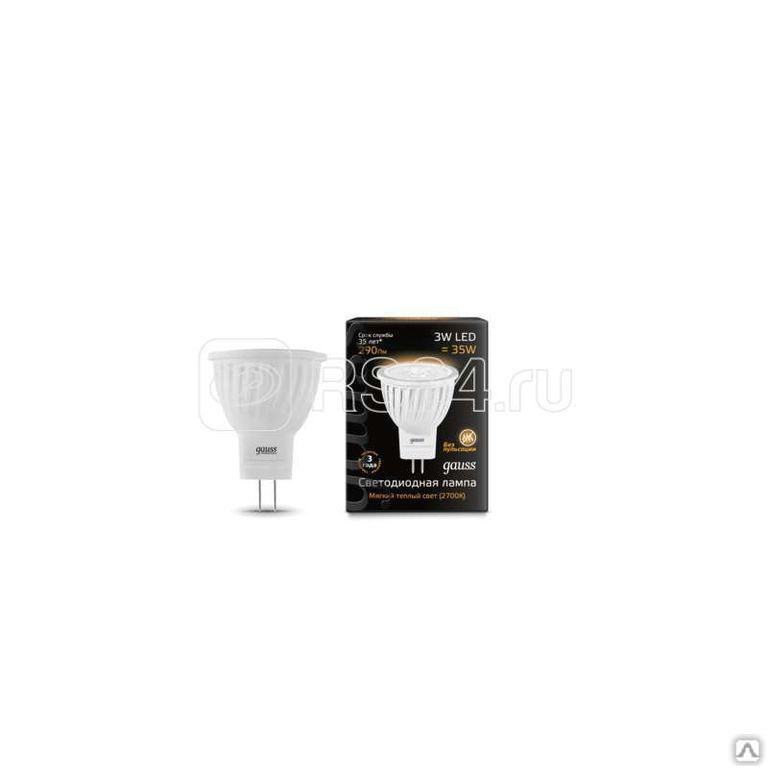 Лампа светодиодная Black D35х45 SMD MR11 3Вт 2700К тепл. бел. GU4 250лм