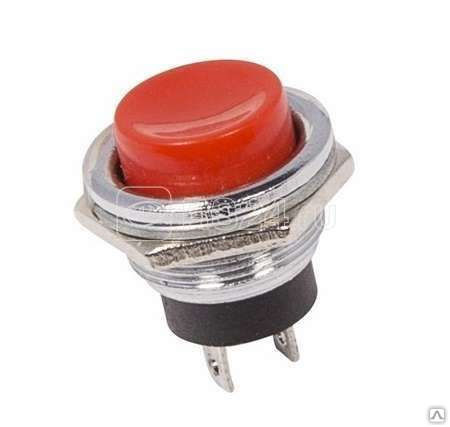 Выключатель-кнопка металл 220В 2А (2с) (ON) -OFF d16.2 красн. (RWD-306)