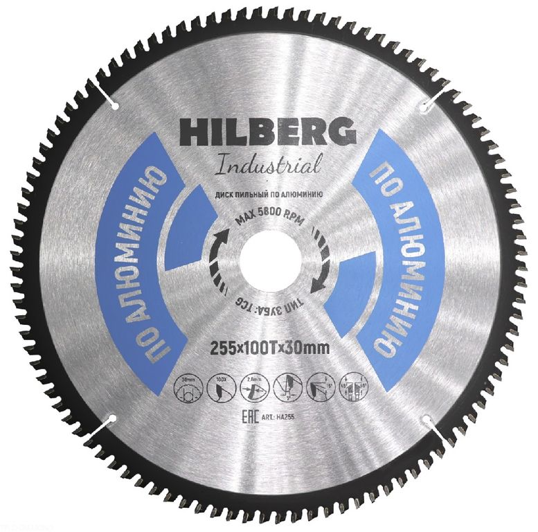 Диск пильный Hilberg Industrial Алюминий 255х30х100Т HA255