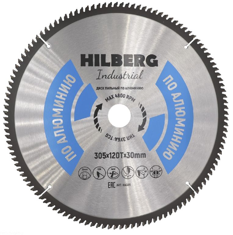 Диск пильный Hilberg Industrial Алюминий 305х30х120Т HA305