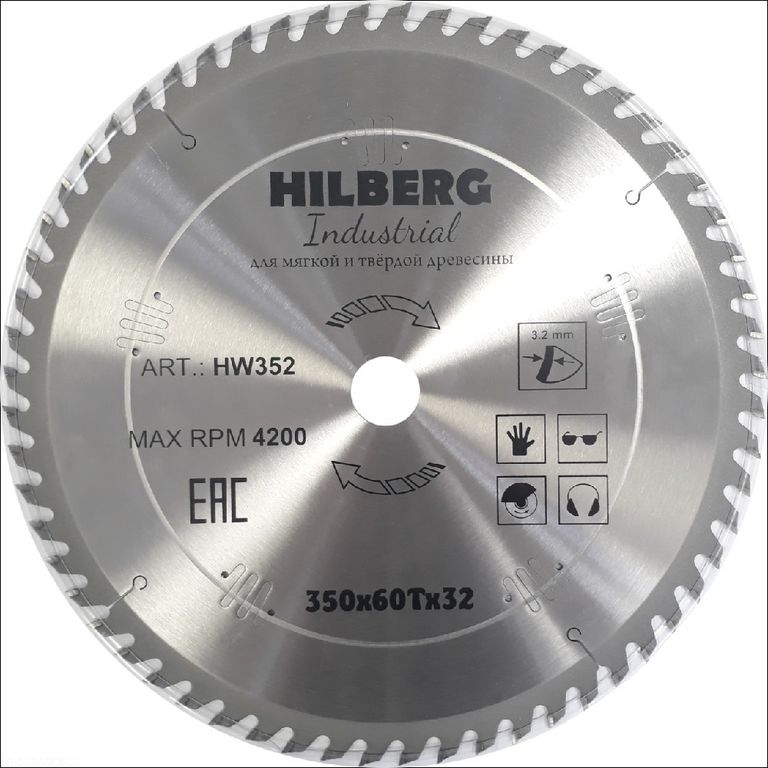 Диск пильный Hilberg Industrial Дерево 350х32х60Т HW352