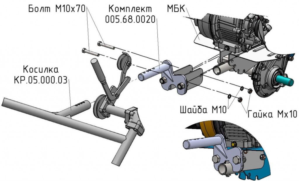 Переходник-адаптер для роторной косилки 