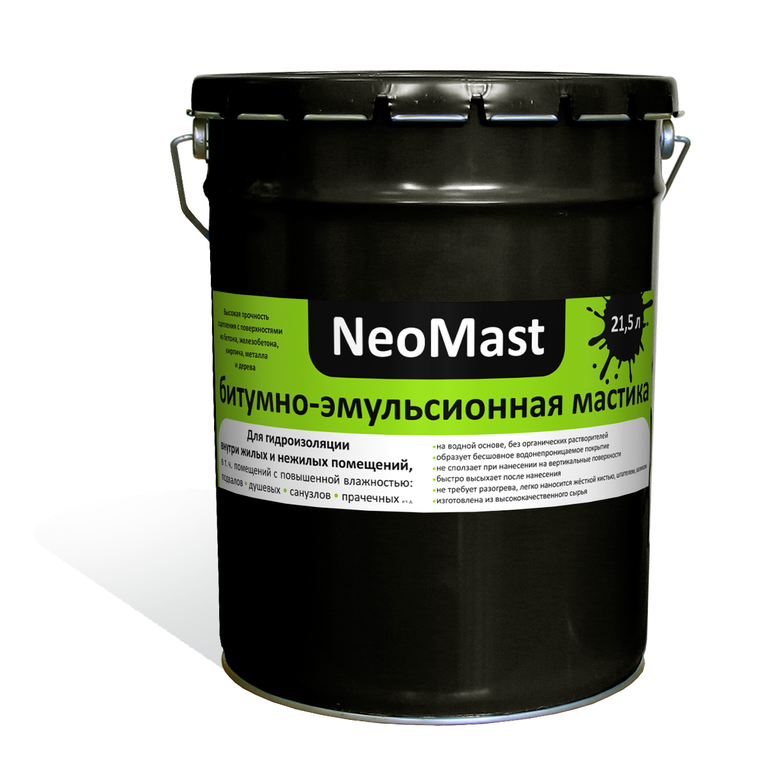 Битумно-эмульсионная мастика NeoMast. 21,5 л (18 кг)