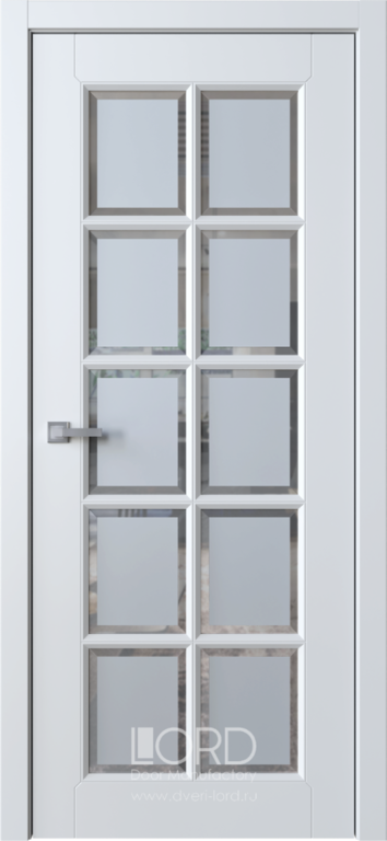 Дверь межкомнатная с покрытием Bella 6 со вставками из белого стекла
