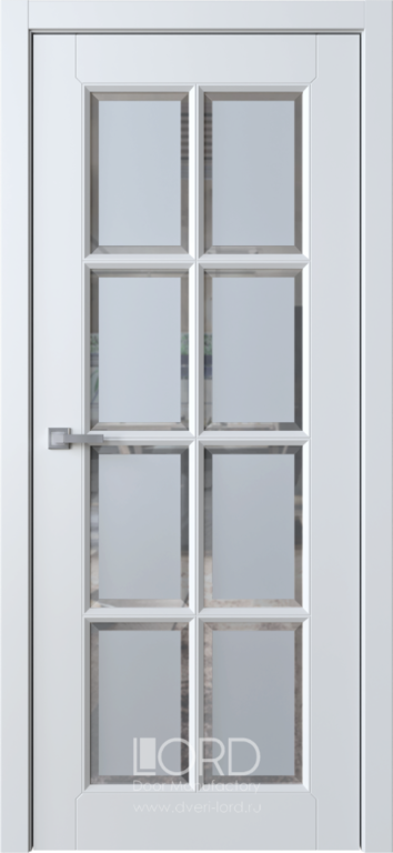 Дверь межкомнатная с покрытием Bella 4 со вставками из белого стекла