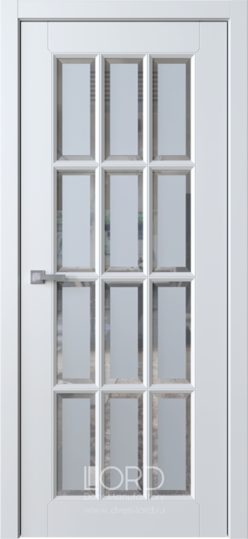 Дверь с покрытием Bella 10 со вставками из стекла графит с фацетом