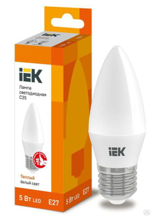 Лампа светодиодная ECO C35 5 Вт свеча 3000К теплый цвет белый E27 450 лм 230-240В IEK LLE-C35-5-230-30-E27 