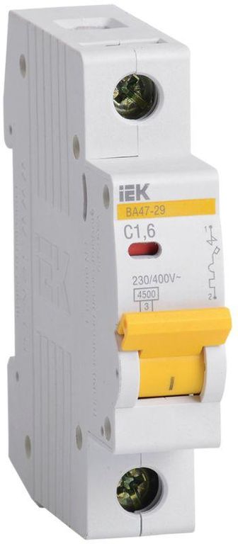 Выключатель автоматический модульный 1п C 1.6 А 4.5кА ВА47-29 IEK MVA20-1-D16-C