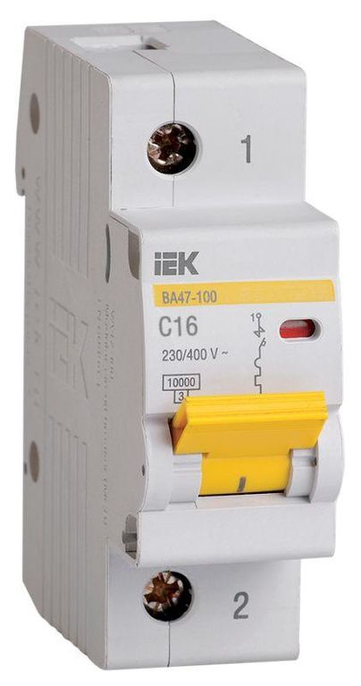 Выключатель автоматический модульный 1п C 16 А 10кА ВА47-100 IEK MVA40-1-016-C
