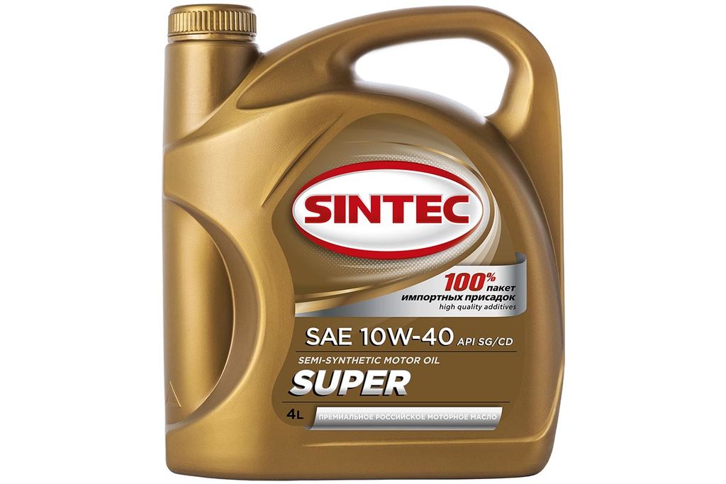 Масло моторное SINTEC Супер SAE 10W-40 API SG/CD канистра 4л/Motor oil 4liter can