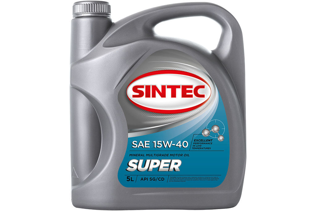 Масло моторное SINTEC Супер SAE 15W-40 API SG/CD канистра 4л/Motor oil 4liter can