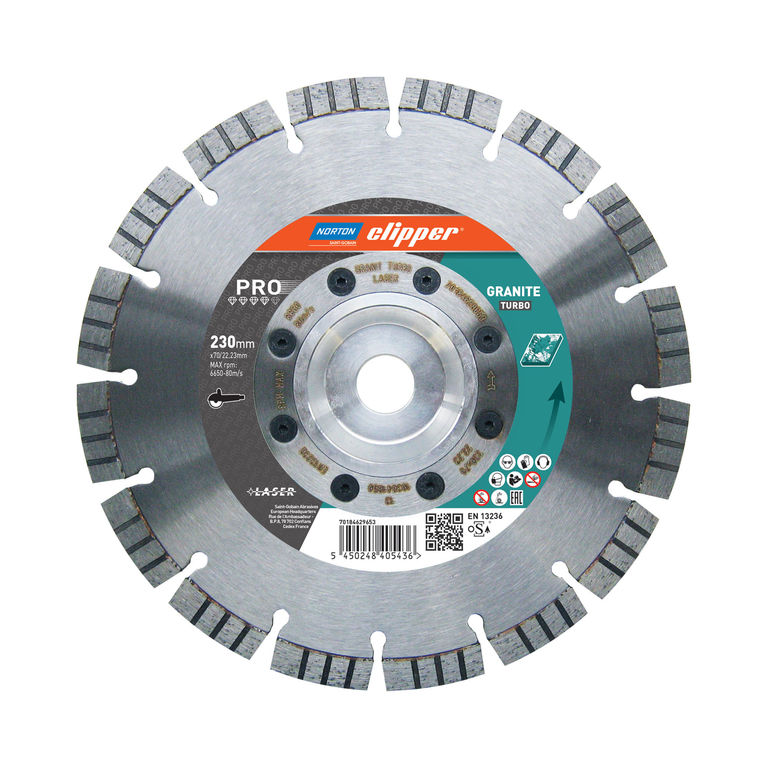 Алмазные диски Norton Clipper Pro Granite turbo 230x70/22.23+Фланец