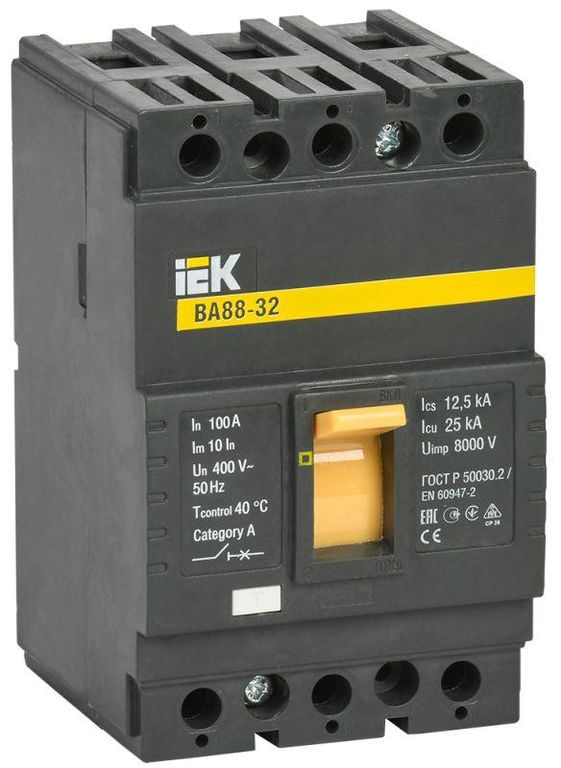 Выключатель автоматический 3п 100 А 25кА ВА 88-32 IEK SVA10-3-0100