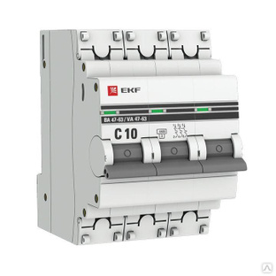 Выключатель автоматический модульный 3п C 10А 4.5кА ВА 47-63 PROxima EKF mcb4763-3-10C-pro 