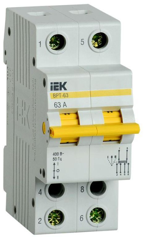 Выключатель-разъединитель трехпозиционный 2п ВРТ-63 63 А IEK MPR10-2-063