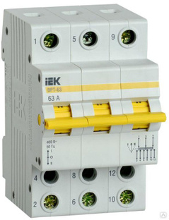 Выключатель-разъединитель трехпозиционный 3п ВРТ-63 63 А IEK MPR10-3-063 