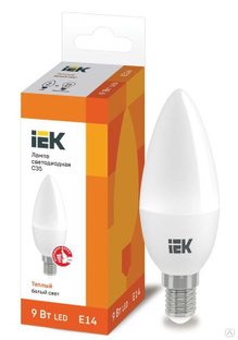 Лампа светодиодная ECO C35 9 Вт свеча 3000К E14 230В IEK LLE-C35-9-230-30-E14 