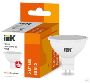 Лампа светодиодная ECO MR16 5 Вт 3000К теплый цвет белый GU5.3 450 лм 230-240В IEK LLE-MR16-5-230-30-GU5 