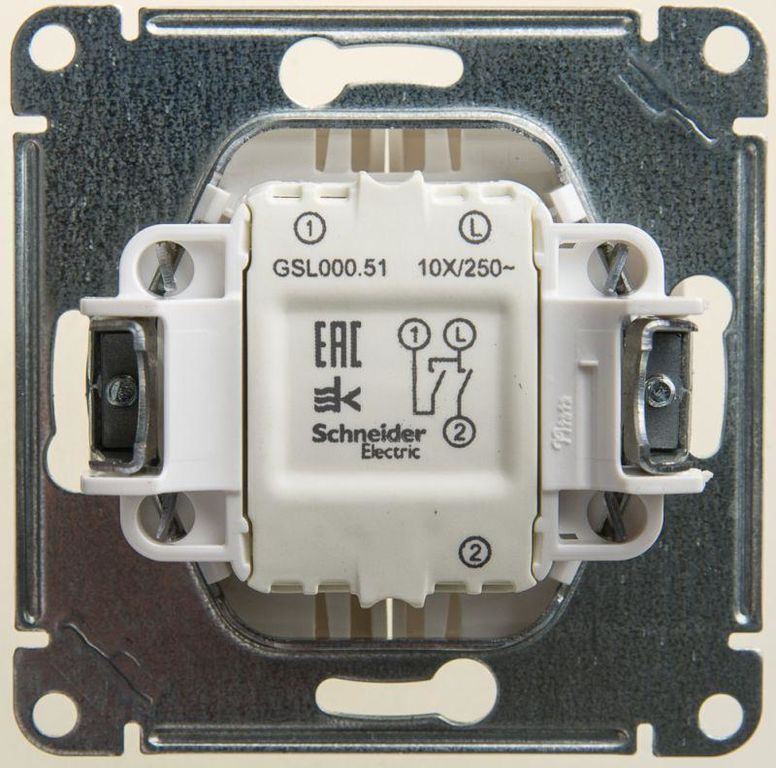 Выключатель 2-кл. СП Glossa 10А IP20 (сх. 5) 10AX механизм перламутр. SchE GSL000651 Schneider Electric