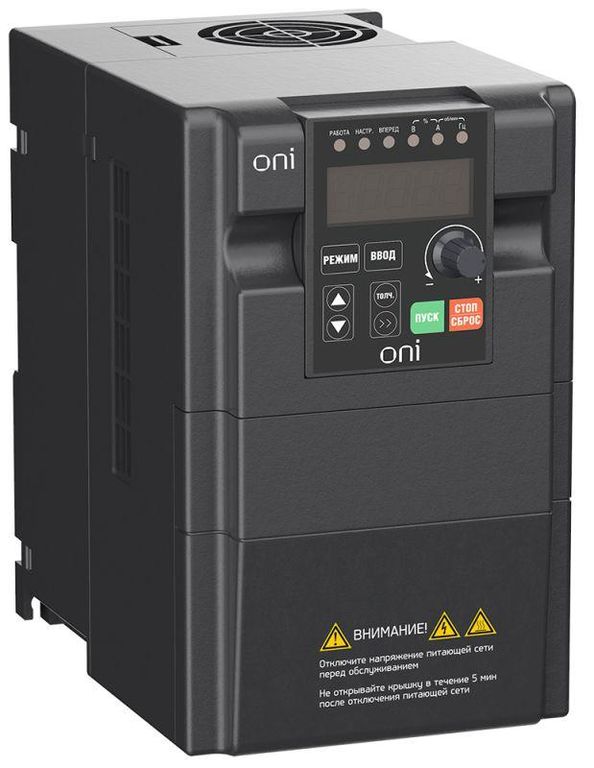 Преобразователь частоты A150 380 В 3ф 2.2 кВт 6А встроенный тормозной модуль ONI A150-33-22NT