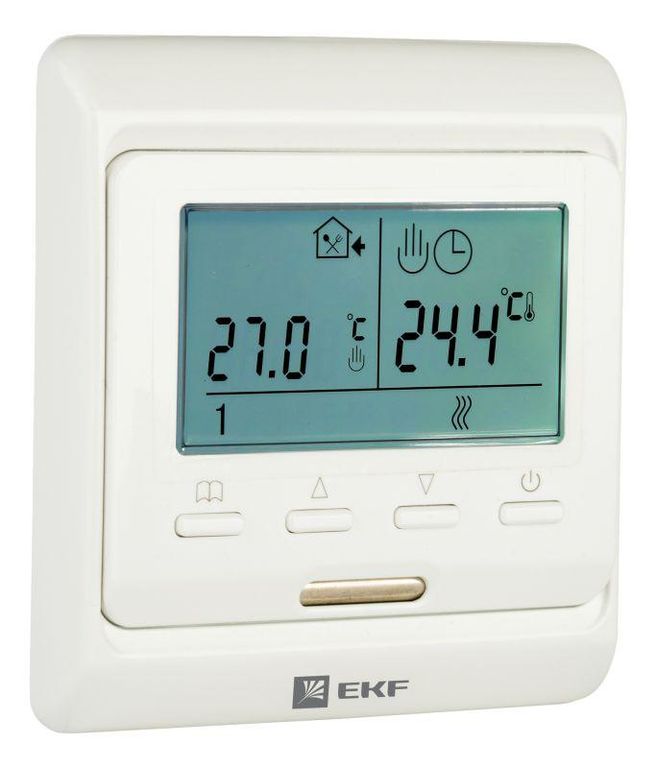 Термостат программируемый ETT-1 3.6 кВт 16А для теплых полов датчик пола; датчик воздуха бел. EKF ett-1