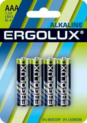 Элемент питания алкалиновый LR03 BL-4 LR03 BL-4 1.5 В Alkaline (блист.4шт) Ergolux 11744