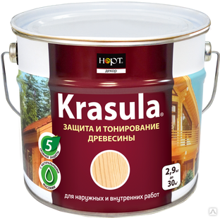 Состав для защиты и тонирования древесины Krasula 0,9 л 