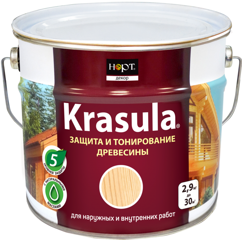 Состав для защиты и тонирования древесины Krasula 0,95 л
