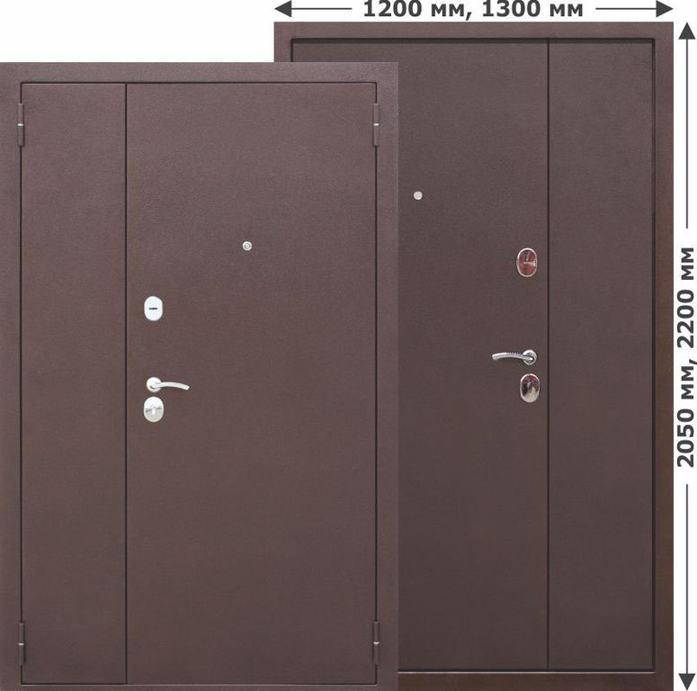 Дверь двустворчатая входная GARDA Металл/Металл 1200мм, 1300мм