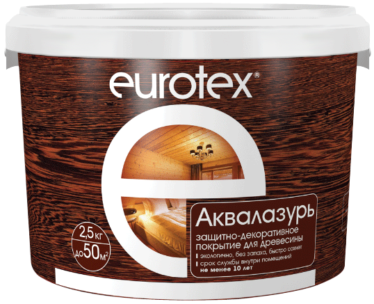Лак акриловый для дерева "EUROTEX" АКВАЛАЗУРЬ (бесцветный) - 2,5 кг
