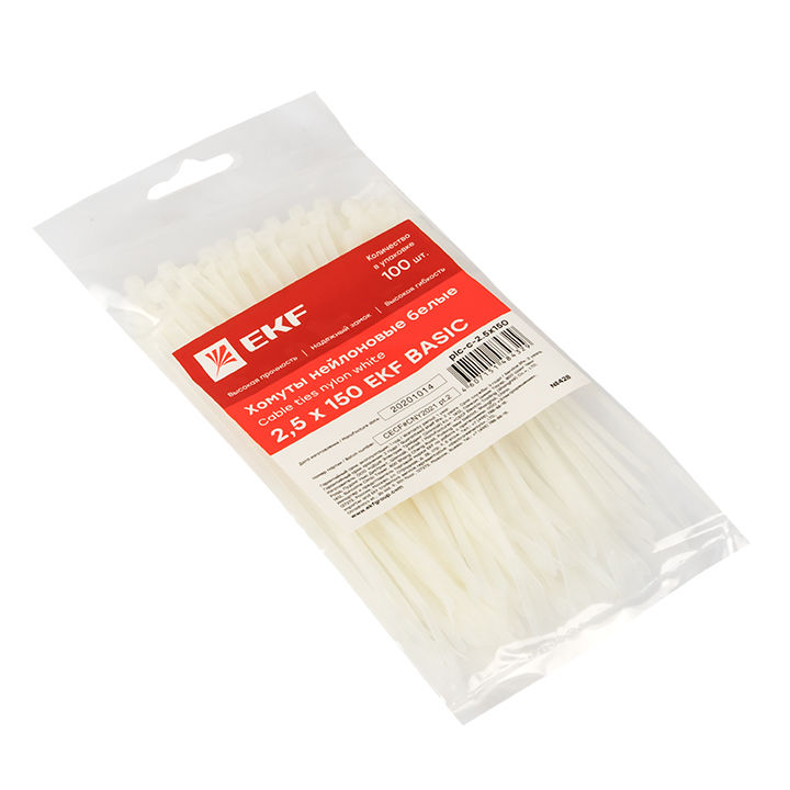 Хомут нейлоновый (2,5х150) (100шт.) EKF Basic, цена в Караганде от ...