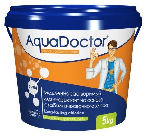 Дезинфектант для бассейна на основе хлора длительного действия AquaDoctor C-90Т, 1 кг