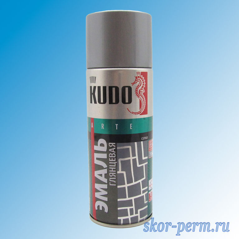 Аэрозоль KUDO эмаль глянцевая серая 520 мл