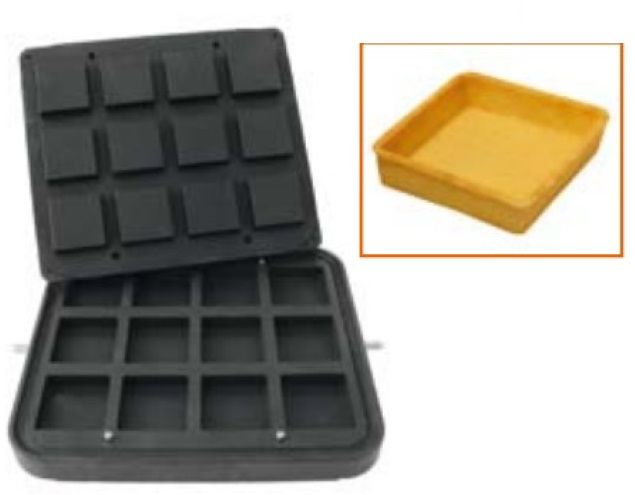 Форма для 12 квадратных тарталеток 72*72 мм для тарталетницы DHTartmatic Kocateq DH Tartmatic Plate 43