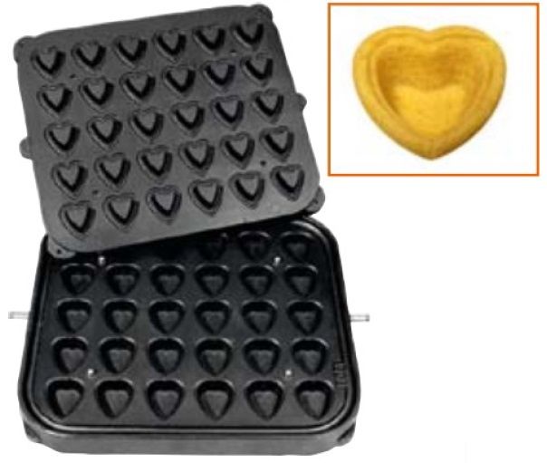 Форма для 30 тарталеток в виде сердец для тарталетницы DHTartmatic Kocateq DH Tartmatic Plate 18