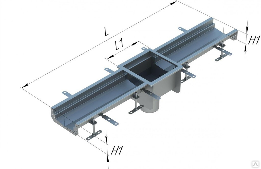 Лоток водоотводный нержавеющий с трапом в центре и решеткой купить за 0 ...
