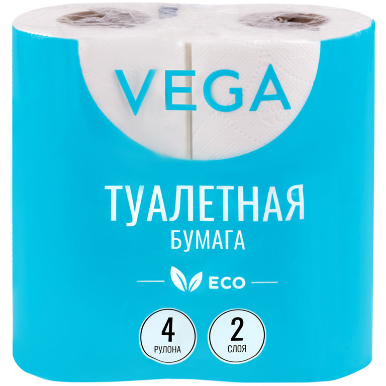 Бумага туалетная VEGA 2-х сл. 4шт./уп. белая