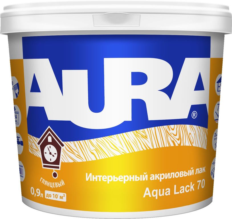 Интерьерный полуглянцевый акриловый лак "AURA Aqua Lack 70" 0,9л