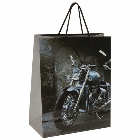Пакет подарочный 26x12,7x32,4 см, ЗОЛОТАЯ СКАЗКА "Мотоцикл", ламинированный