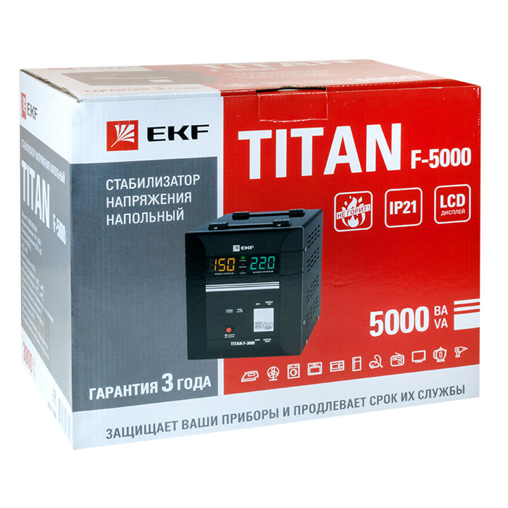 Стабилизатор напряжения напольный TITAN F-5000 EKF PROxima 3